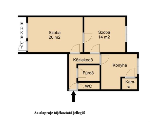 2 szobás, erkélyes, tégla lakás a Budapest körúton.